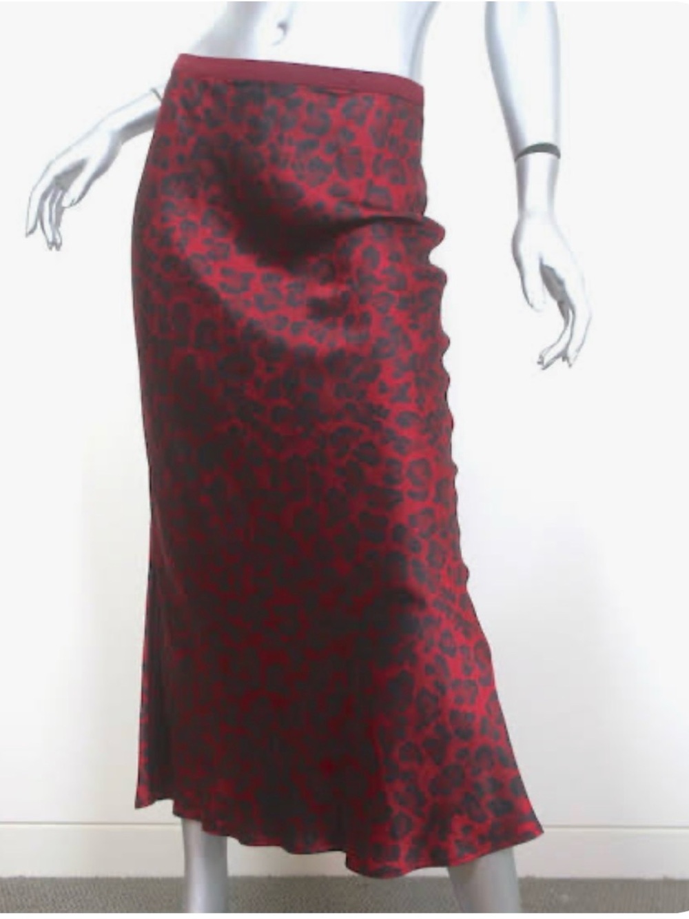 Anine Bing Red and Black Leopard Satin Maxi Skirt